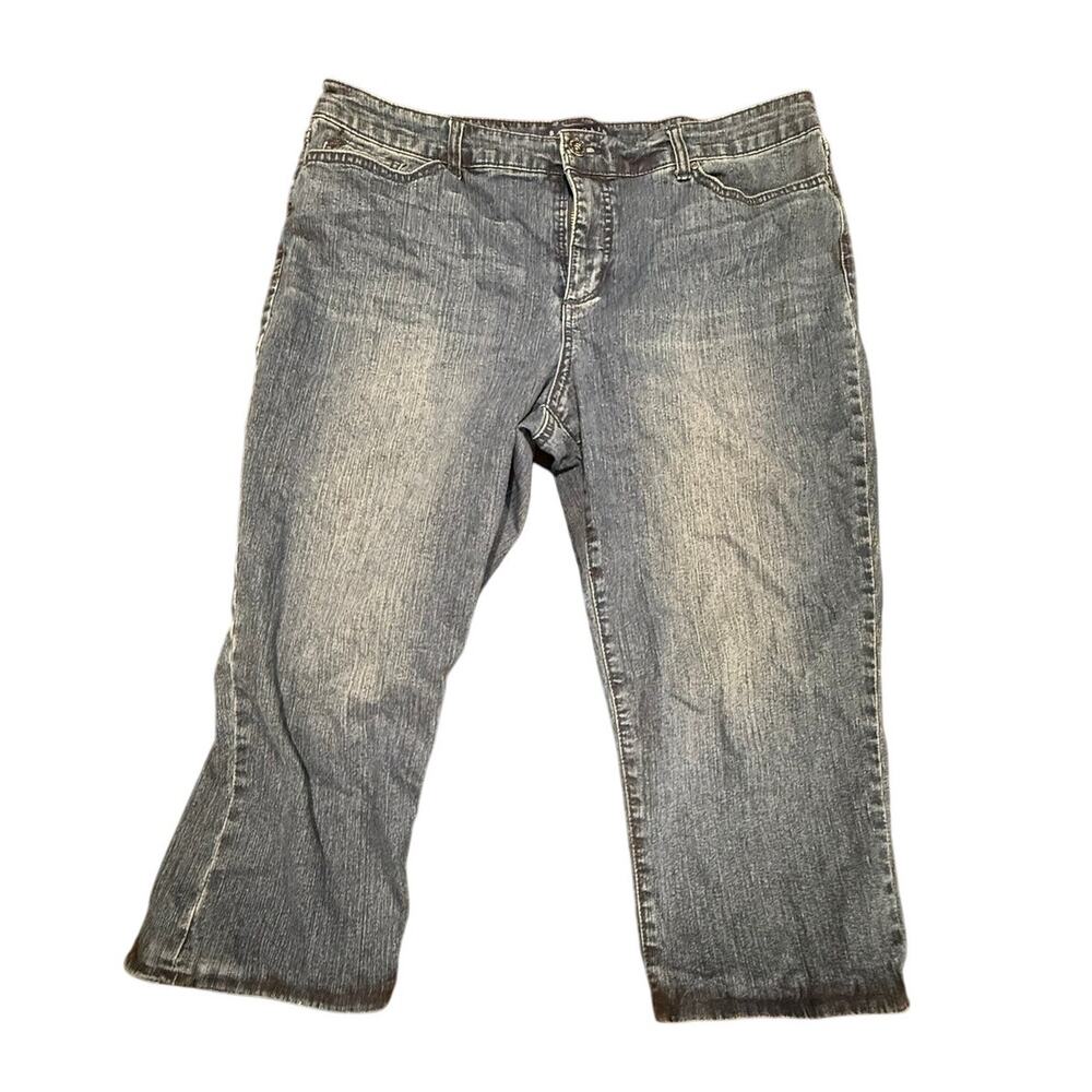 Bandolino Women's Adjustable Mandie Blue Denim Capri Crop Jeans Size 14